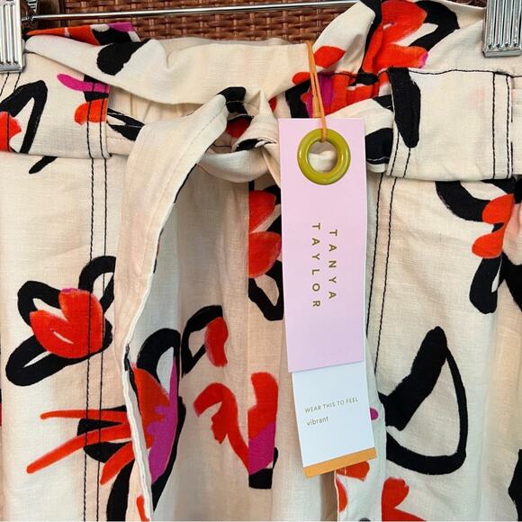 NWT Tanya Taylor Quinn Linen-Blend Shorts Floral Size Large Retail $275 - Picture 3 of 10